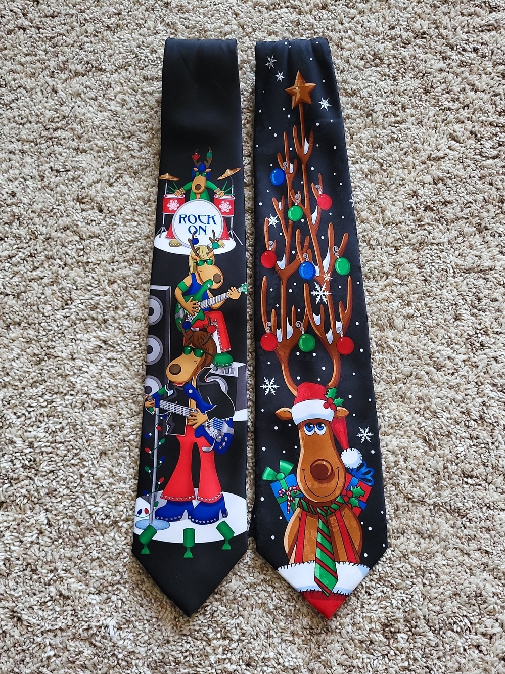 Vintage 90s Hallmark Yule Tie Greetings Christmas Neckties Reindeer Lot 2